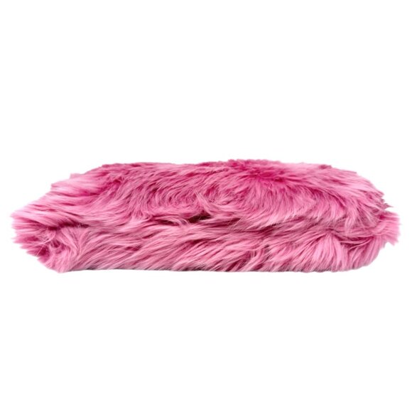 PRADA Vintage Logo Faux Fur Clutch Bag Pelliccia Zip Pink Silver [106049] - Picture 8 of 11